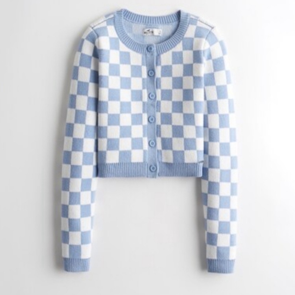 COPY - Hollister Co. Blue and White Checkered sweater set. Size M.